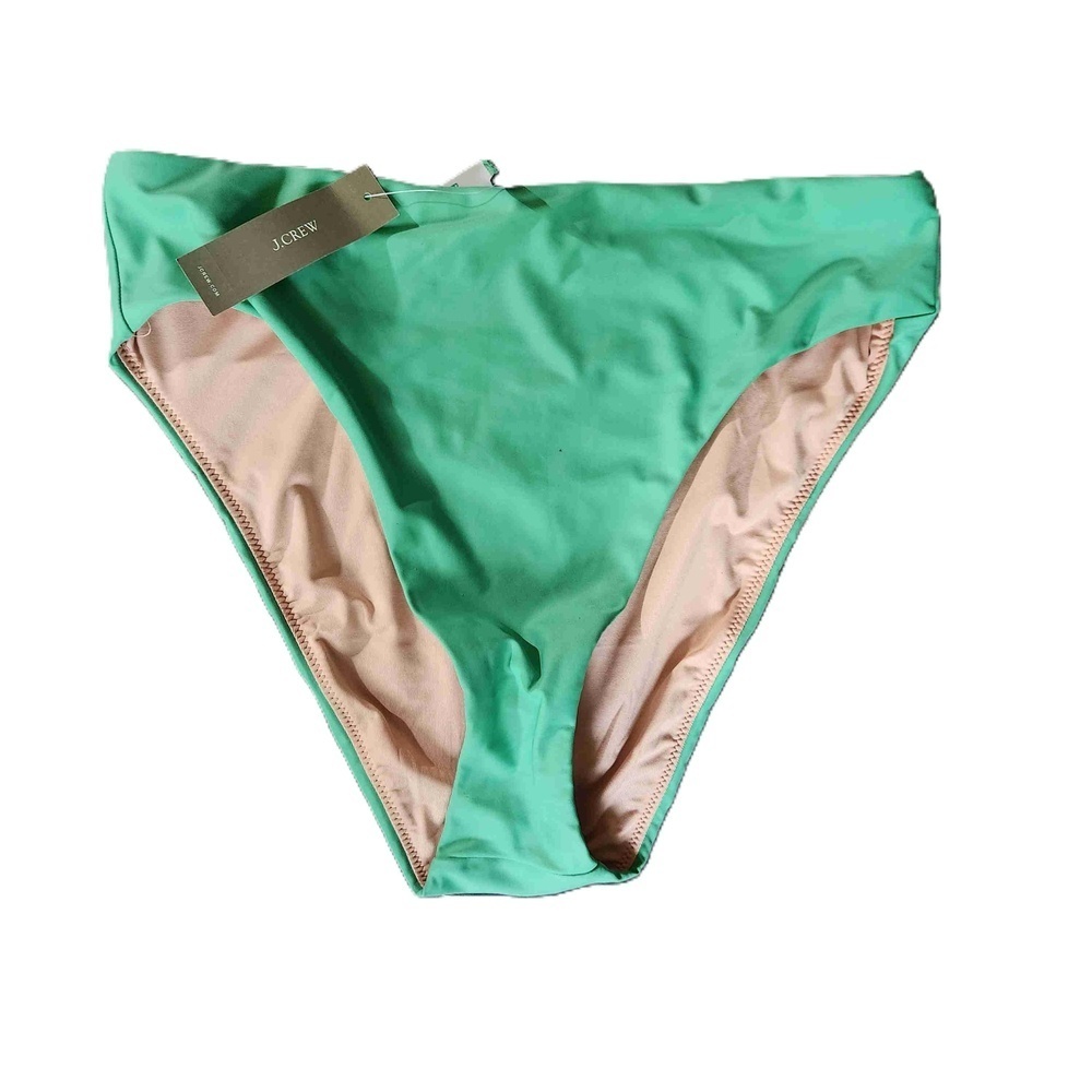 J Crew Green High Rise Bikini Bottom Medium NWT
